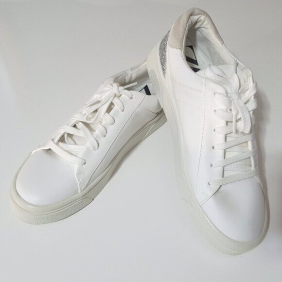 NWT Zara white glittery lace up sneakers US 10 - Picture 8 of 15